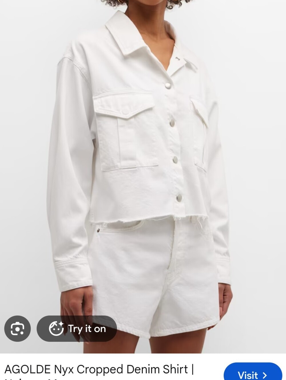 AGOLDE White Nyx Cropped Denim Jacket